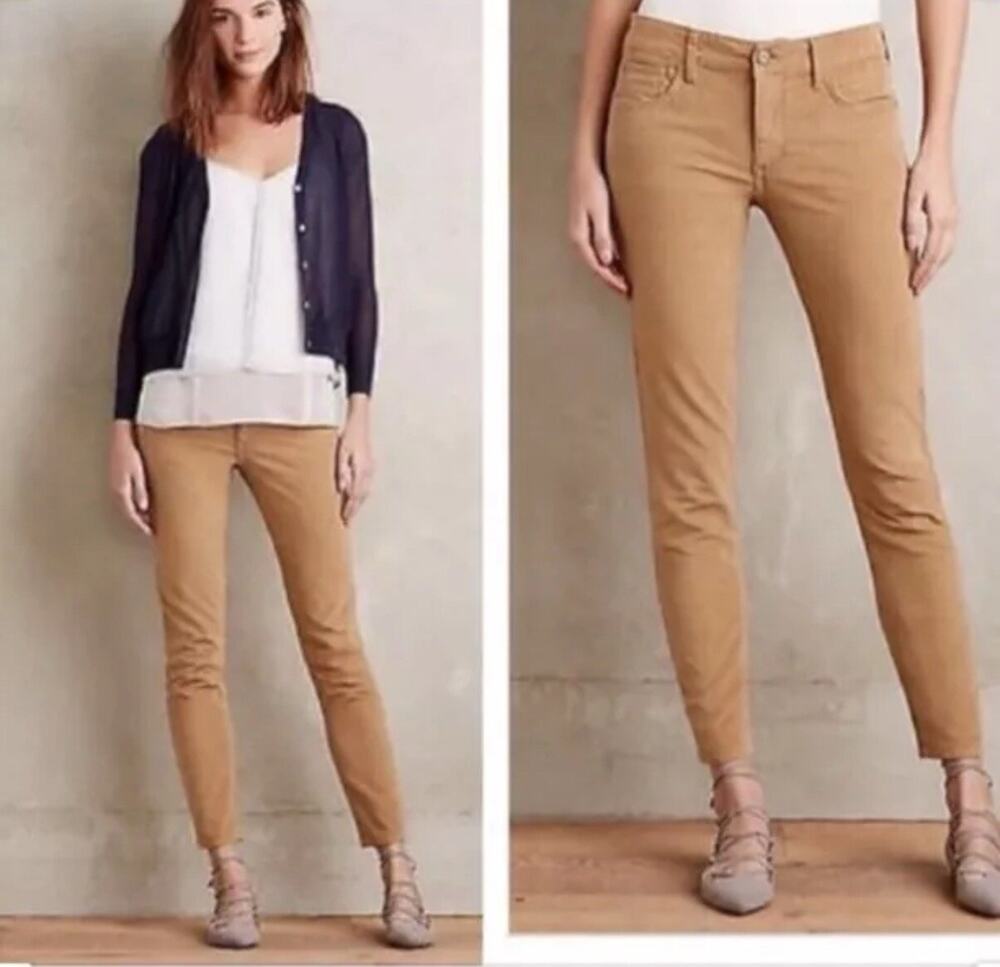 Anthropologie Pilcro Letterpress Stet Fit Skinny Ankle corduroy tan pants 30